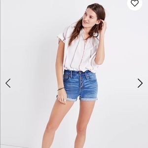Madewell High Rise Denim Boyshorts- Button Front Edition